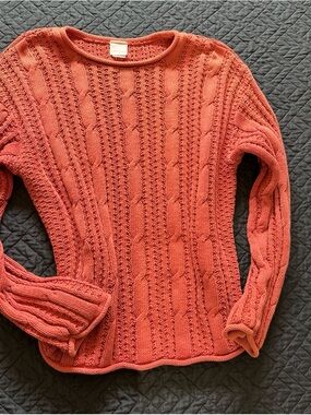 Cherokee Coral Cable-Knit Crewneck Sweater